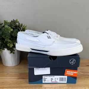 Sperry Pier Wave White Slip-On Boat Shoe with Memory Foam